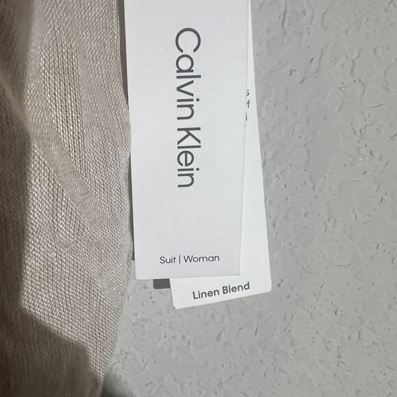 Calvin Klein Plus Size Linen Skinny Pants Women 14W Khaki Slim High Rise NWT - Picture 4 of 5